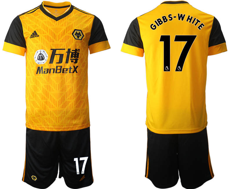 Men 2020-2021 club Wolverhampton Rangers home #17 yellow Soccer Jerseys